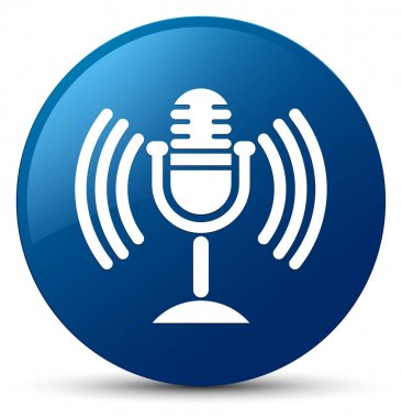 Mikrofon simgesi mavi yuvarlak düğmesi