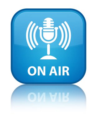 Hava (mikrofon simgesi) özel camgöbeği mavi kare düğmesini