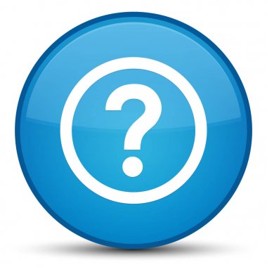 Soru simgesi özel camgöbeği mavi yuvarlak düğmesi