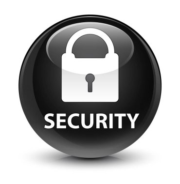 Güvenlik (asma kilit simgesi) cam gibi siyah yuvarlak düğmesi