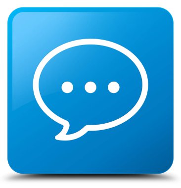 Konuşma balonu simgesini camgöbeği mavi kare düğme