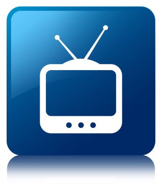 TV simgesi mavi kare düğme