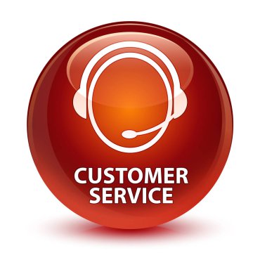 Müşteri hizmeti (müşteri bakım simgesi) cam gibi kahverengi yuvarlak düğmesi