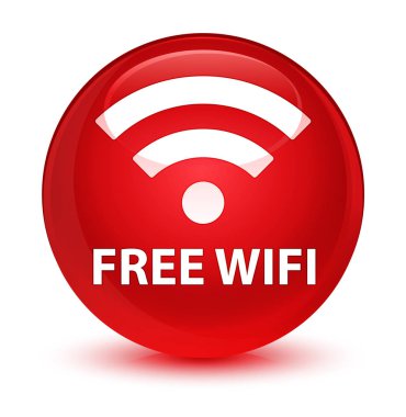 Ücretsiz Wi-Fi camsı kırmızı yuvarlak düğmesi