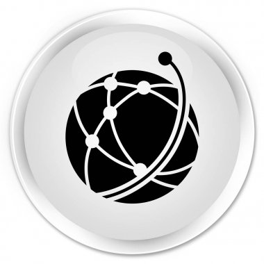 Küresel ağ simgesini premium beyaz yuvarlak düğmesi