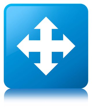 Hareket simgesi mavi mavi kare düğme