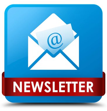 Bülten camgöbeği mavi kare düğme kırmızı kurdele orta