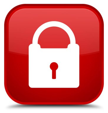 Asma kilit simgesi özel kırmızı kare düğmesini