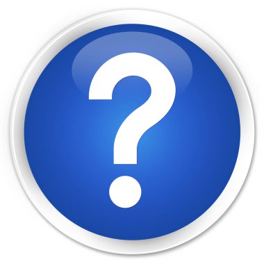 Soru işareti simgesini sigorta primi mavi yuvarlak düğmesi