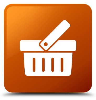 Alışveriş sepeti simgesini kahverengi kare düğme