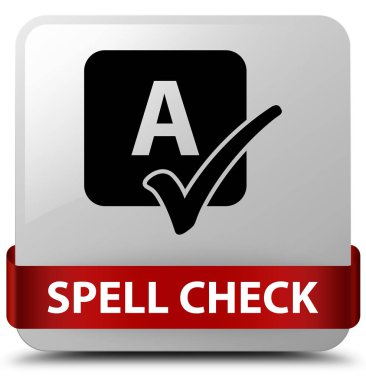 Onay beyaz kare düğme kırmızı kurdele orta büyü