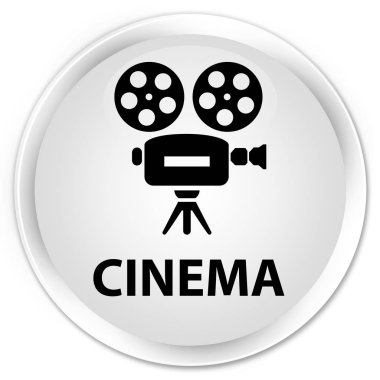 Sinema (video kamera simgesi) premium beyaz yuvarlak düğmesi