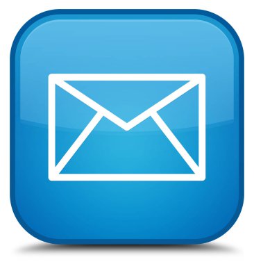 E-posta kutsal kişilerin resmi özel camgöbeği mavi kare düğme