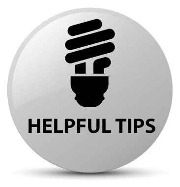 Yararlı ipuçları (ampul simgesi) beyaz düğme yuvarlak