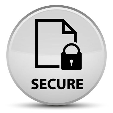 (Belge sayfa asma kilit simgesi) özel beyaz yuvarlak düğmesini güvenli