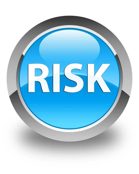 Kockázat fényes cián kék kerek gomb — Stock Fotó
