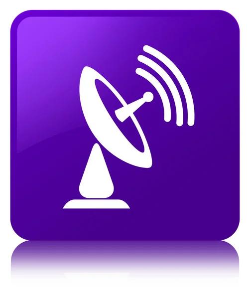 Satellitenschüssel Symbol lila quadratische Taste — Stockfoto