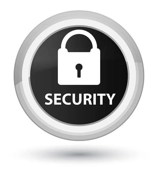 Segurança (ícone de cadeado) botão redondo preto principal — Fotografia de Stock