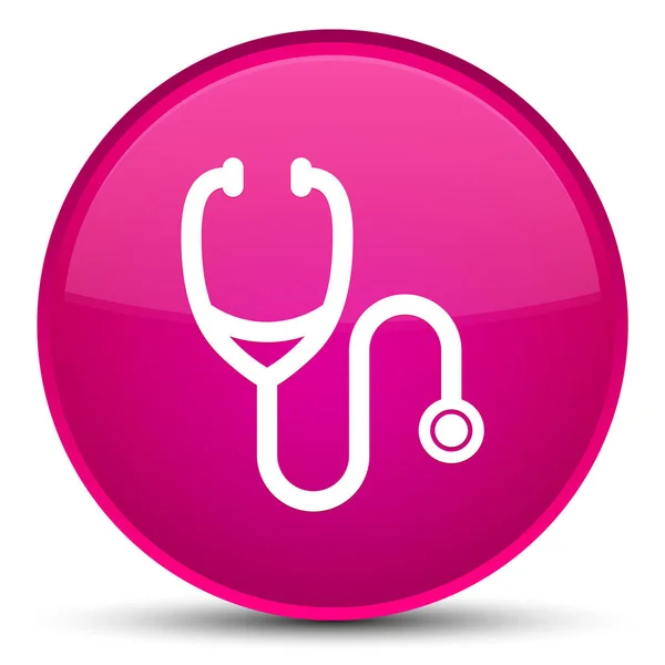Stethoscoop pictogram speciale roze ronde knop — Stockfoto