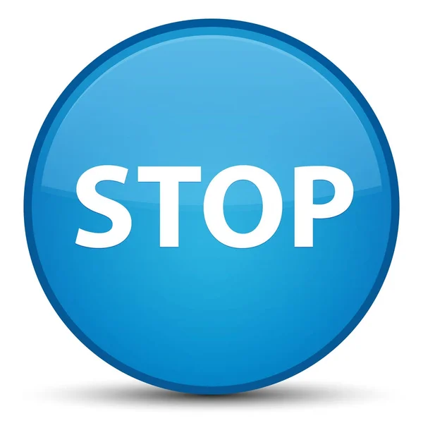 Stop spezieller cyanblauer runder Knopf — Stockfoto