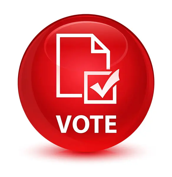 Vote (ícone de pesquisa) botão redondo vermelho vítreo — Fotografia de Stock