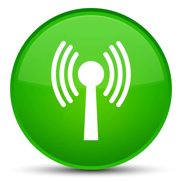 Tombol lingkar hijau khusus ikon jaringan Wlan — Stok Foto