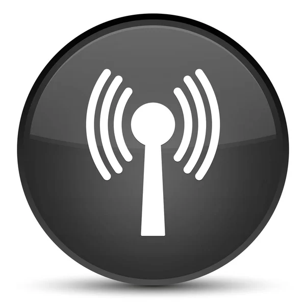 Wlan network icon special black round button — Stock Photo, Image