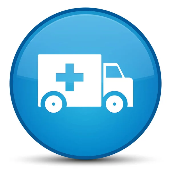 Ambulance icon special cyan blue round button — Stock Photo, Image