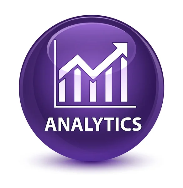 Szklisty fioletowy Analytics (statystyki ikona) okrągły przycisk — Zdjęcie stockowe