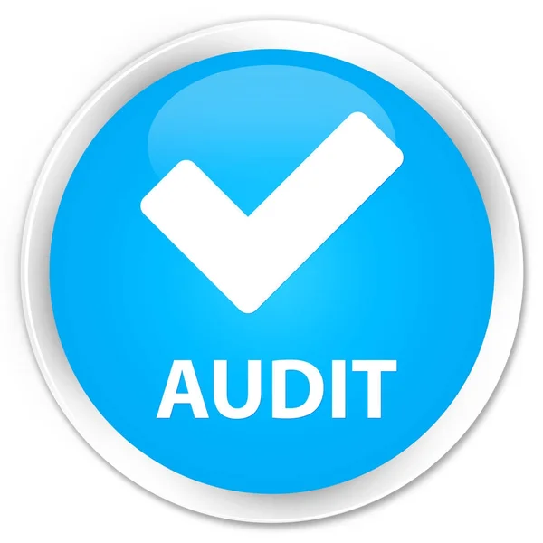 Auditoría (validar icono) botón redondo azul cian premium — Foto de Stock
