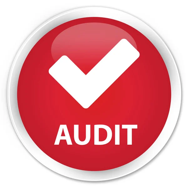 Auditoría (validar icono) botón redondo rojo premium — Foto de Stock