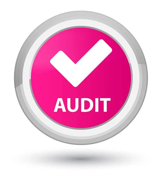 Audit (Validierung Symbol) Prime rosa runde Taste — Stockfoto