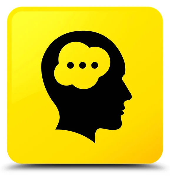 Hersenen hoofd pictogram gele vierkante knop — Stockfoto