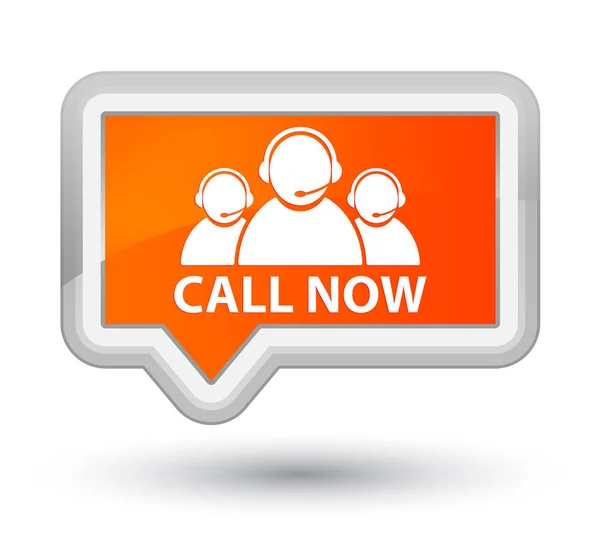 Chiama ora (icona del team di assistenza clienti) pulsante banner arancione principale — Foto Stock