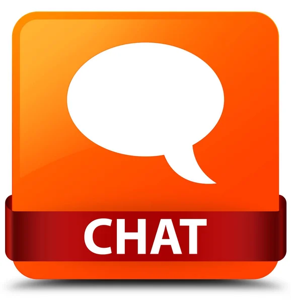 Chat orange square button red ribbon in middle — Stock Photo, Image