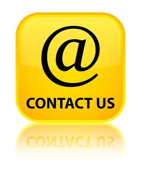 Contact us (email address icon) special yellow square button — Stock Photo, Image