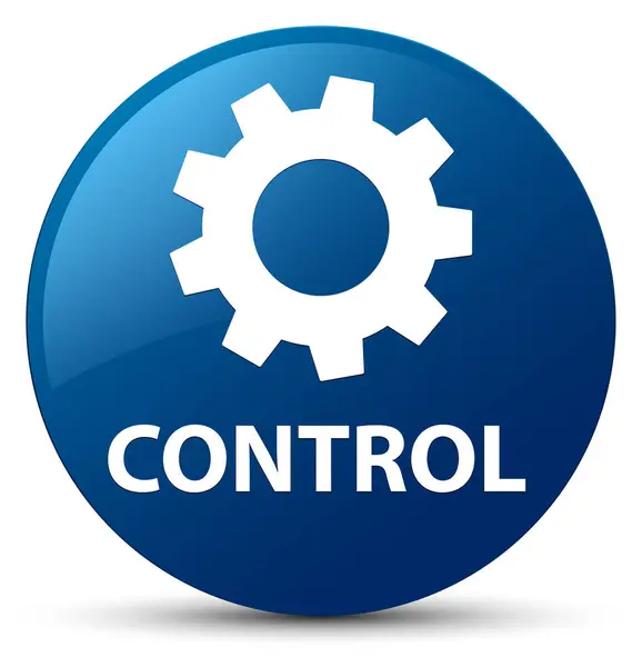 Controle (ícone de configurações) botão redondo azul — Fotografia de Stock