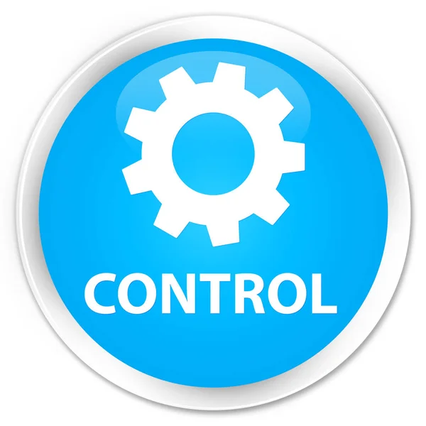 Controllo (icona delle impostazioni) pulsante rotondo blu ciano premium — Foto Stock