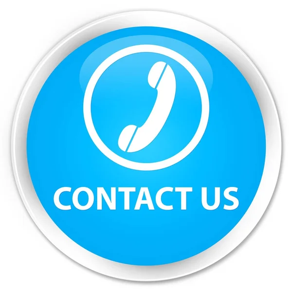 Contact us (phone icon) premium cyan blue round button — Stock Photo, Image