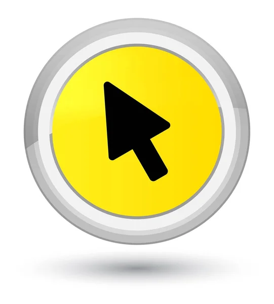 Cursor icon prime yellow round button — Stock Photo, Image