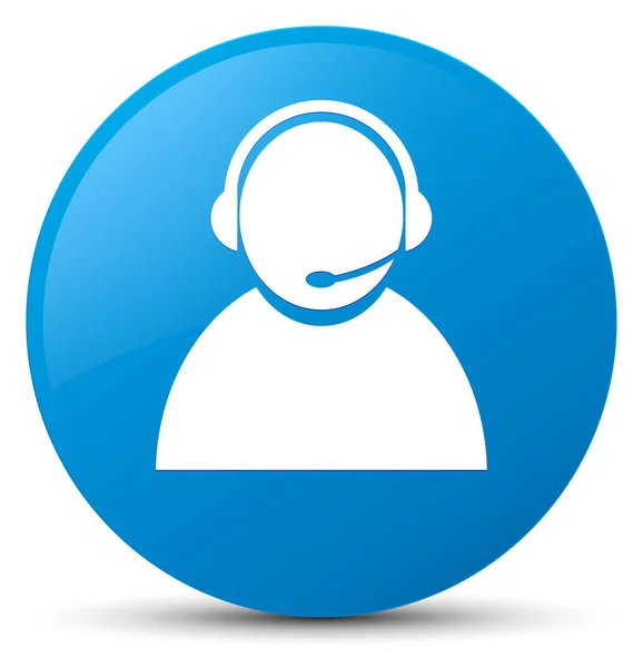 Customer care icon cyan blue round button — Stock Photo, Image