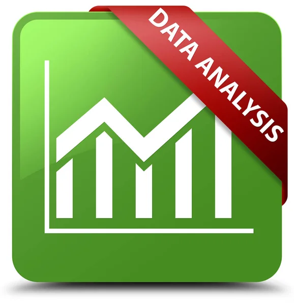 数据分析 (统计图标) 软绿色方形按钮红肋 — 图库照片