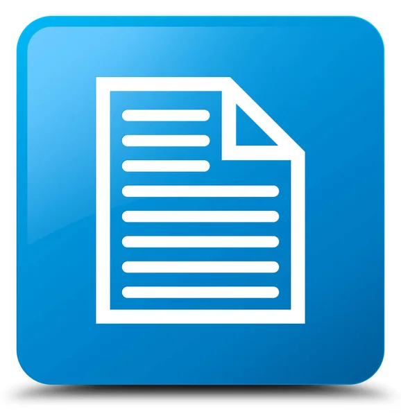 Document page icon cyan blue square button — Stock Photo, Image