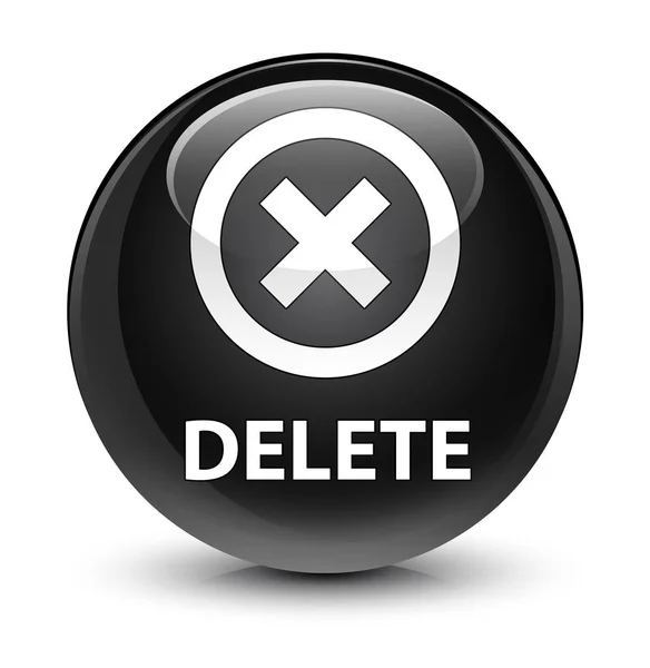 Delete Glassy black round button — стоковое фото