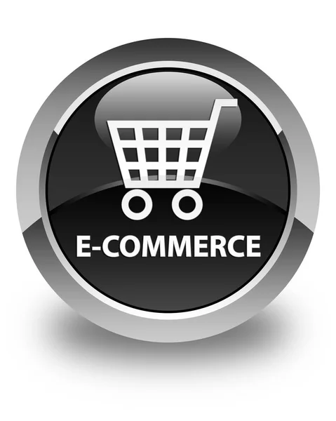 E-commerce γυαλιστερό μαύρο στρογγυλό κουμπί — Φωτογραφία Αρχείου