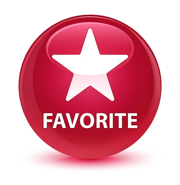 Favorito (ícone estrela) botão redondo rosa vítreo — Fotografia de Stock
