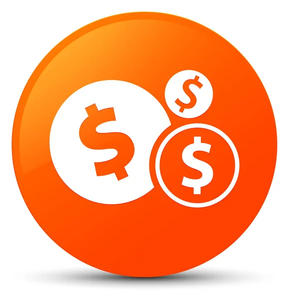 Pomarańczowa ikona znak dolara finansów okrągły przycisk — Zdjęcie stockowe
