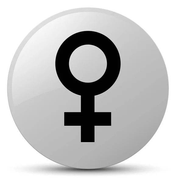 Icône signe féminin bouton rond blanc — Photo