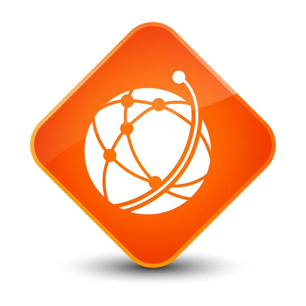 Red global icono elegante botón de diamante naranja — Foto de Stock