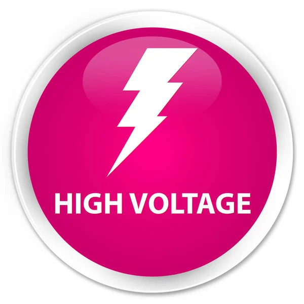 High voltage (electricity icon) premium pink round button